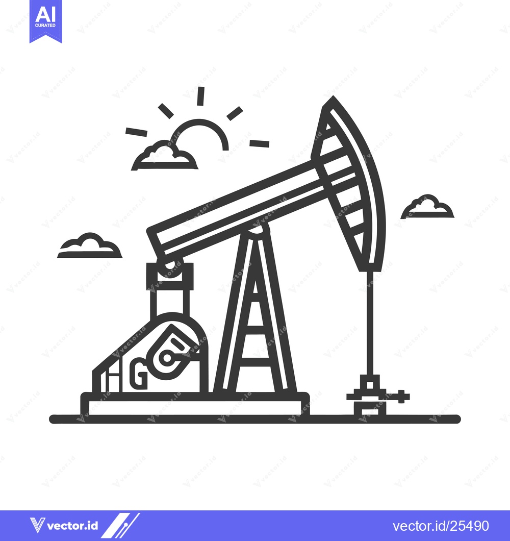 Premium Vector dari Black and White Line Drawing of an Oil Pump Jack