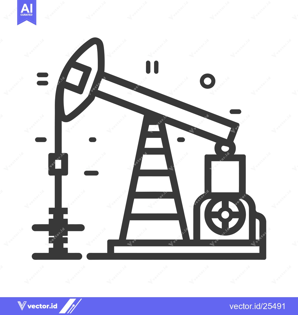 Premium Vector of Black and white line drawing of an oil rig