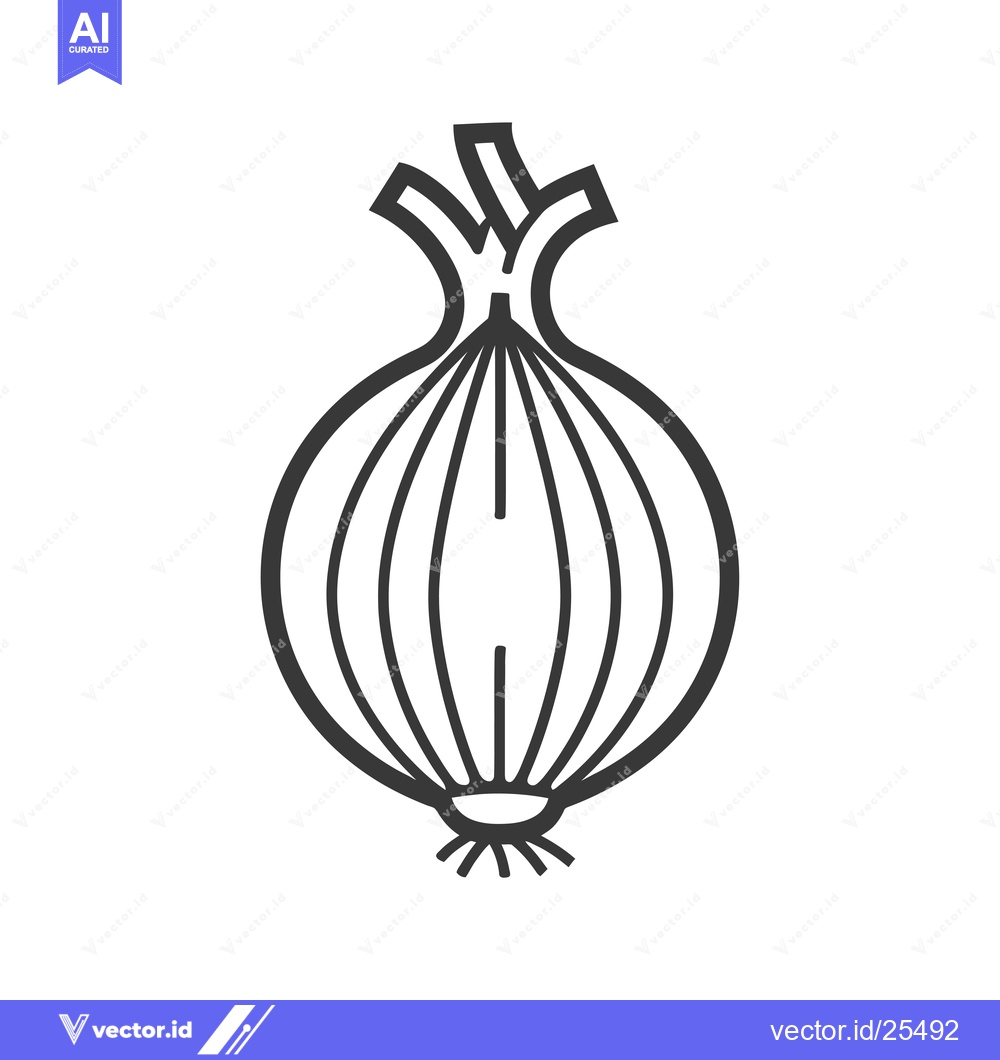 Premium Vector dari Black and White Line Drawing of an Onion