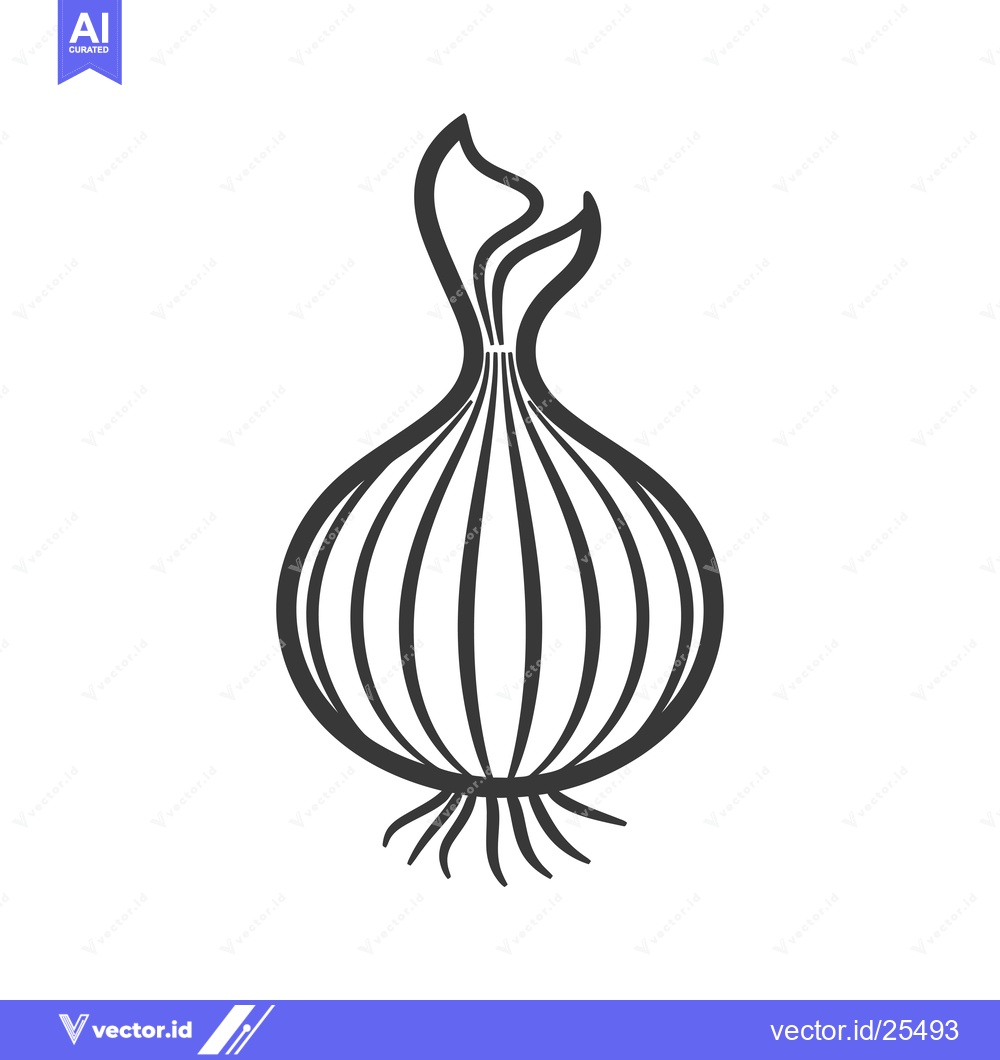 Premium Vector dari Black and White Line Drawing of an Onion