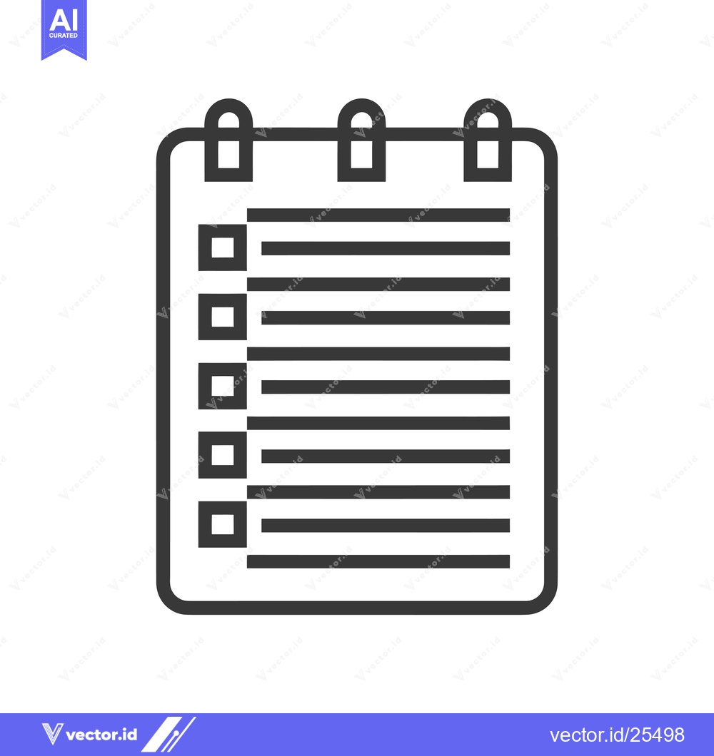 Premium Vector dari Black and White Line Drawing of a Notepad with Checkboxes