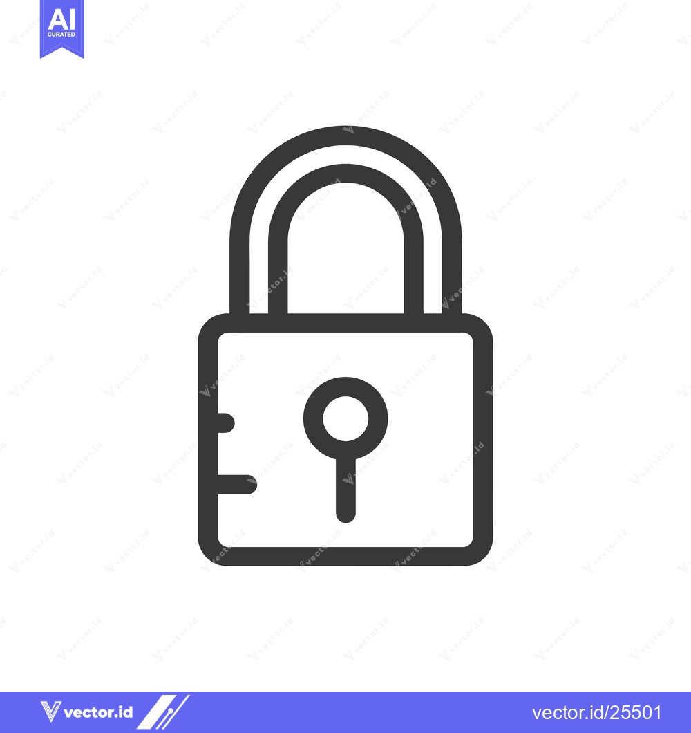 Premium Vector dari Black and White Line Drawing of a Padlock