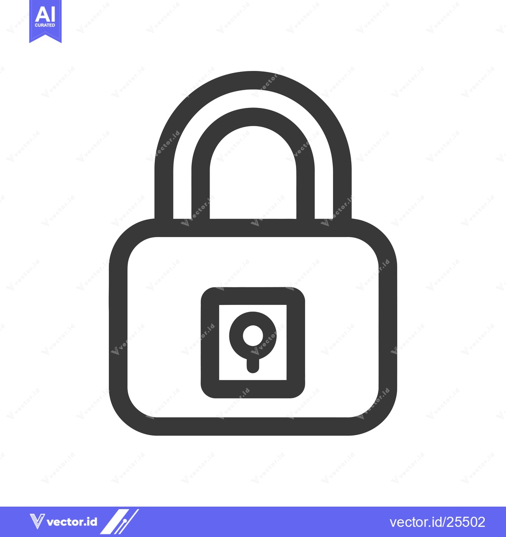Premium Vector dari Black and White Line Drawing of a Padlock