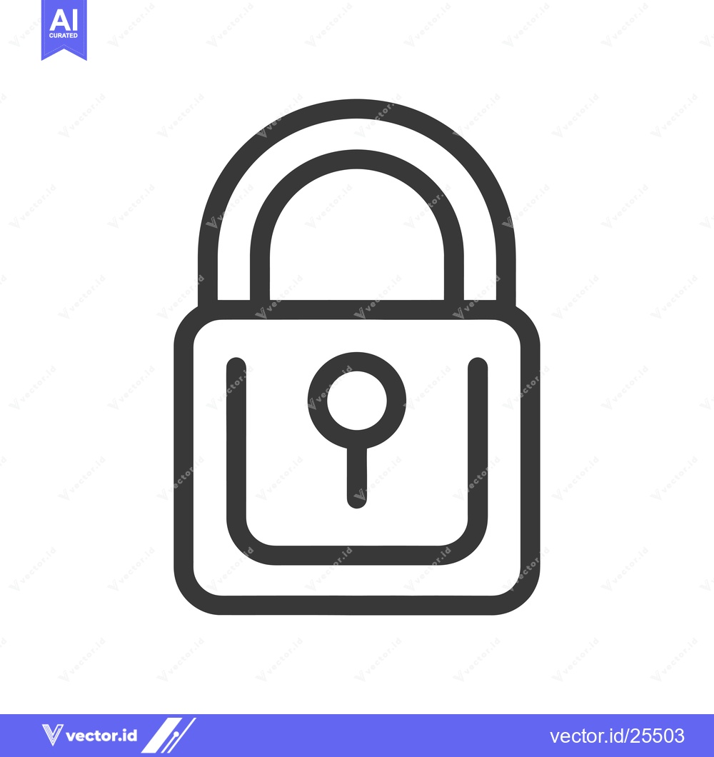 Premium Vector dari Black and White Line Drawing of a Padlock