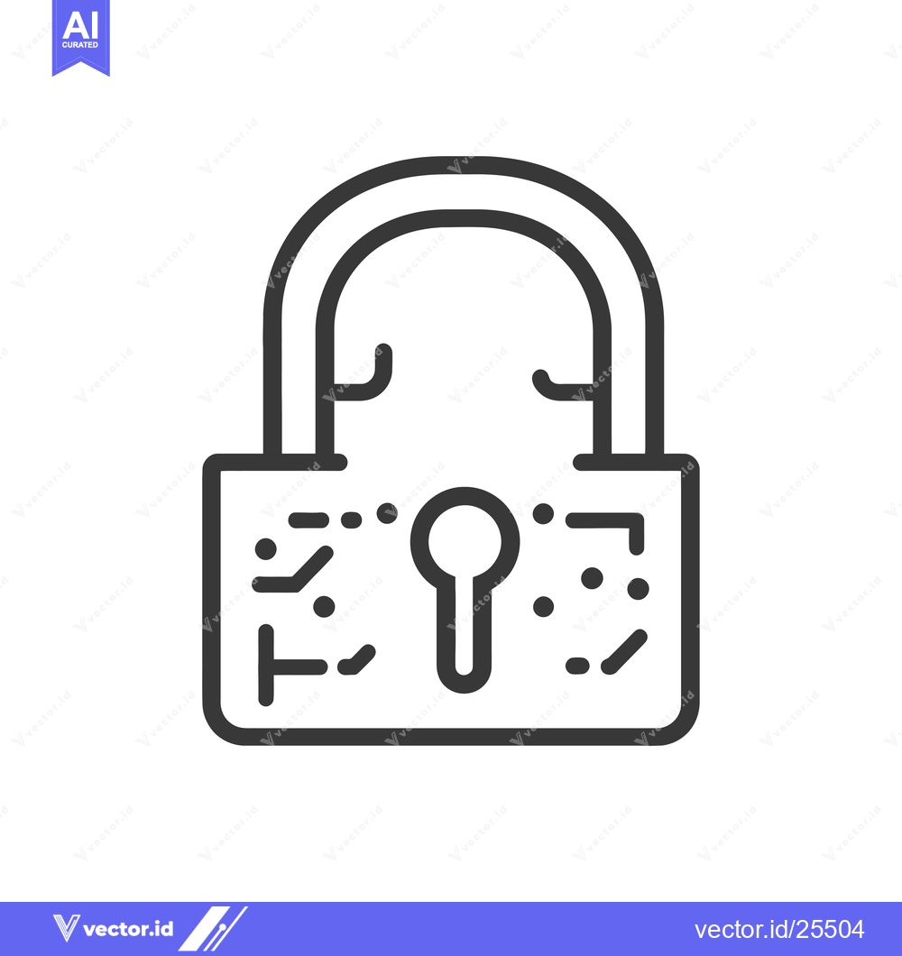 Premium Vector dari Black and White Line Drawing of a Padlock with a Keyhole