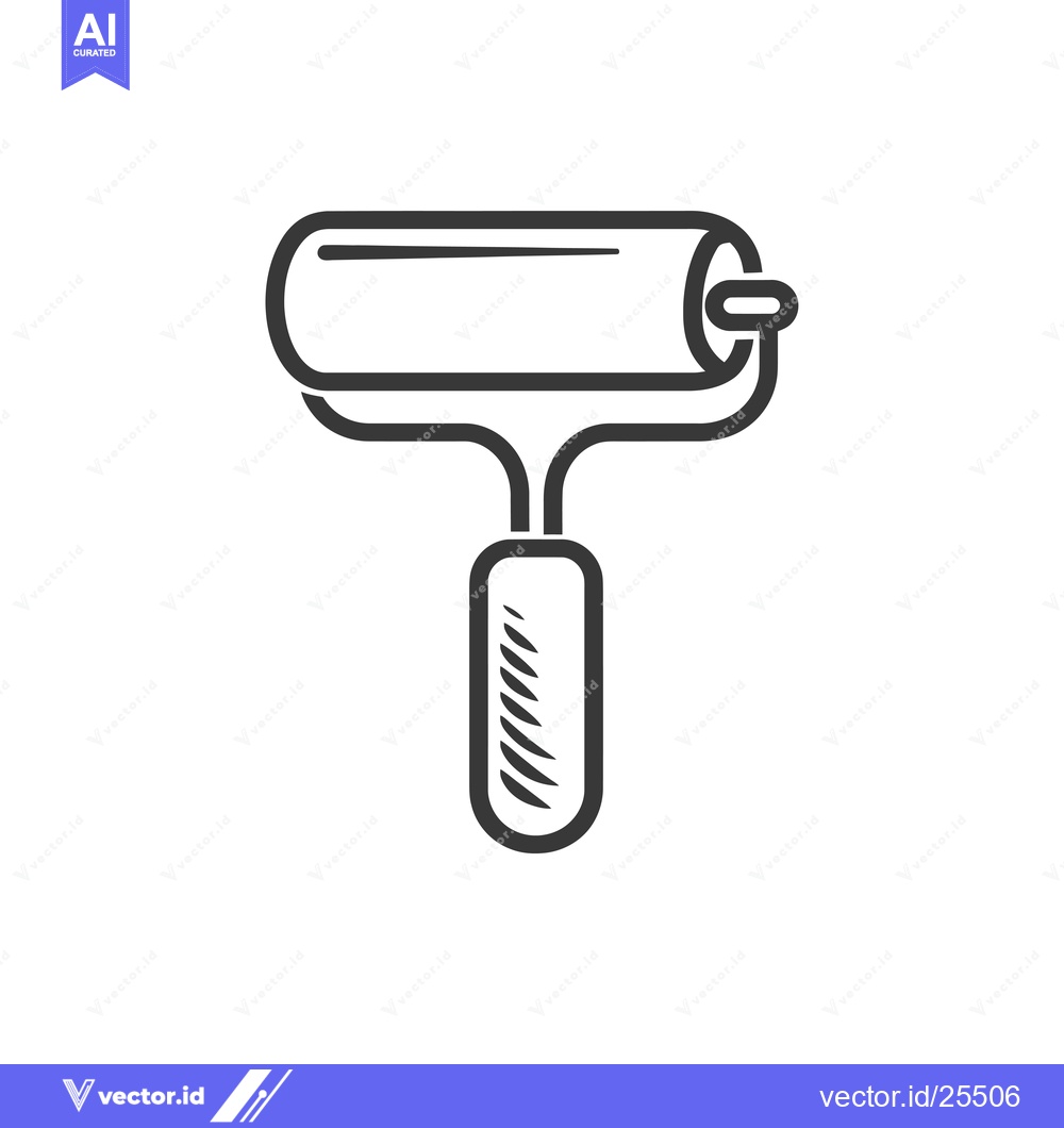 Premium Vector dari Black and White Line Drawing of a Paint Roller