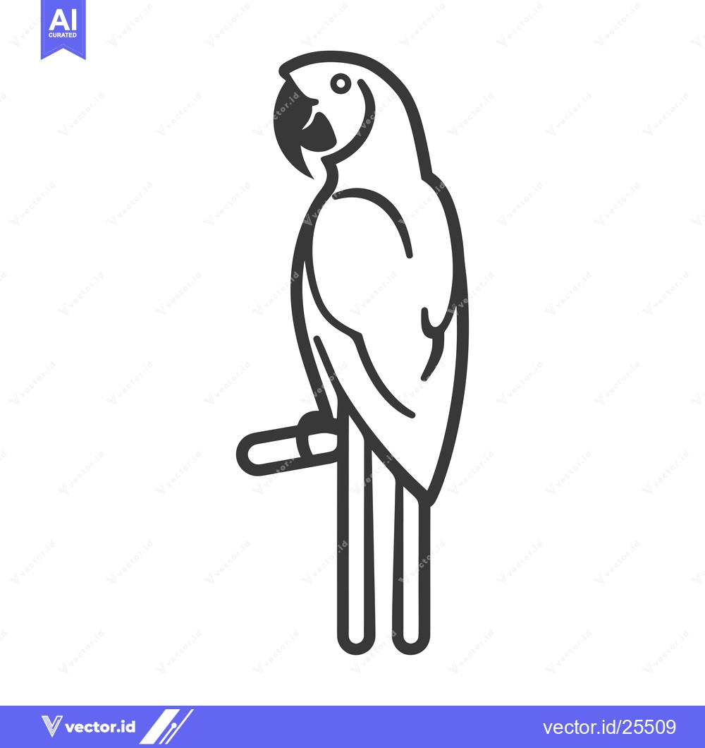 Premium Vector dari Black and White Line Drawing of a Parrot