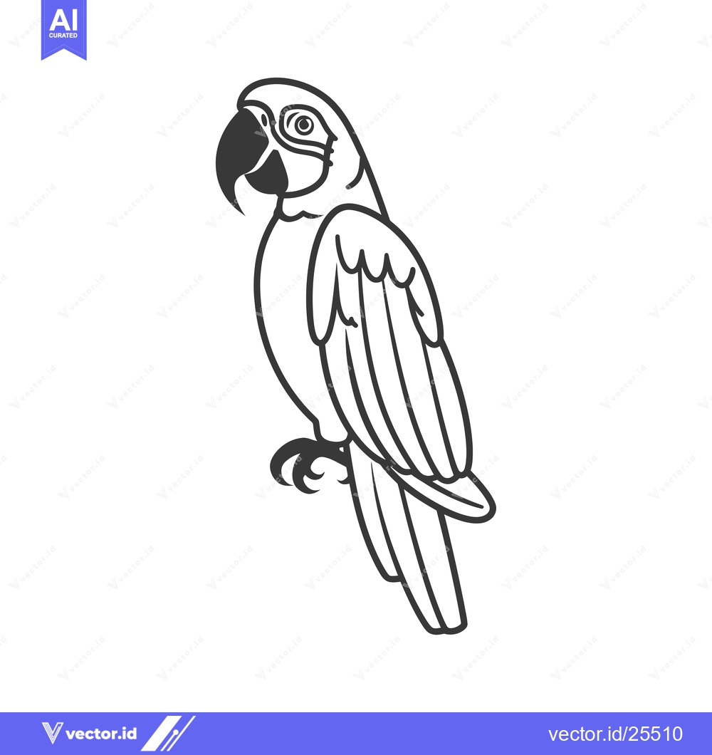 Premium Vector dari Black and White Line Drawing of a Parrot