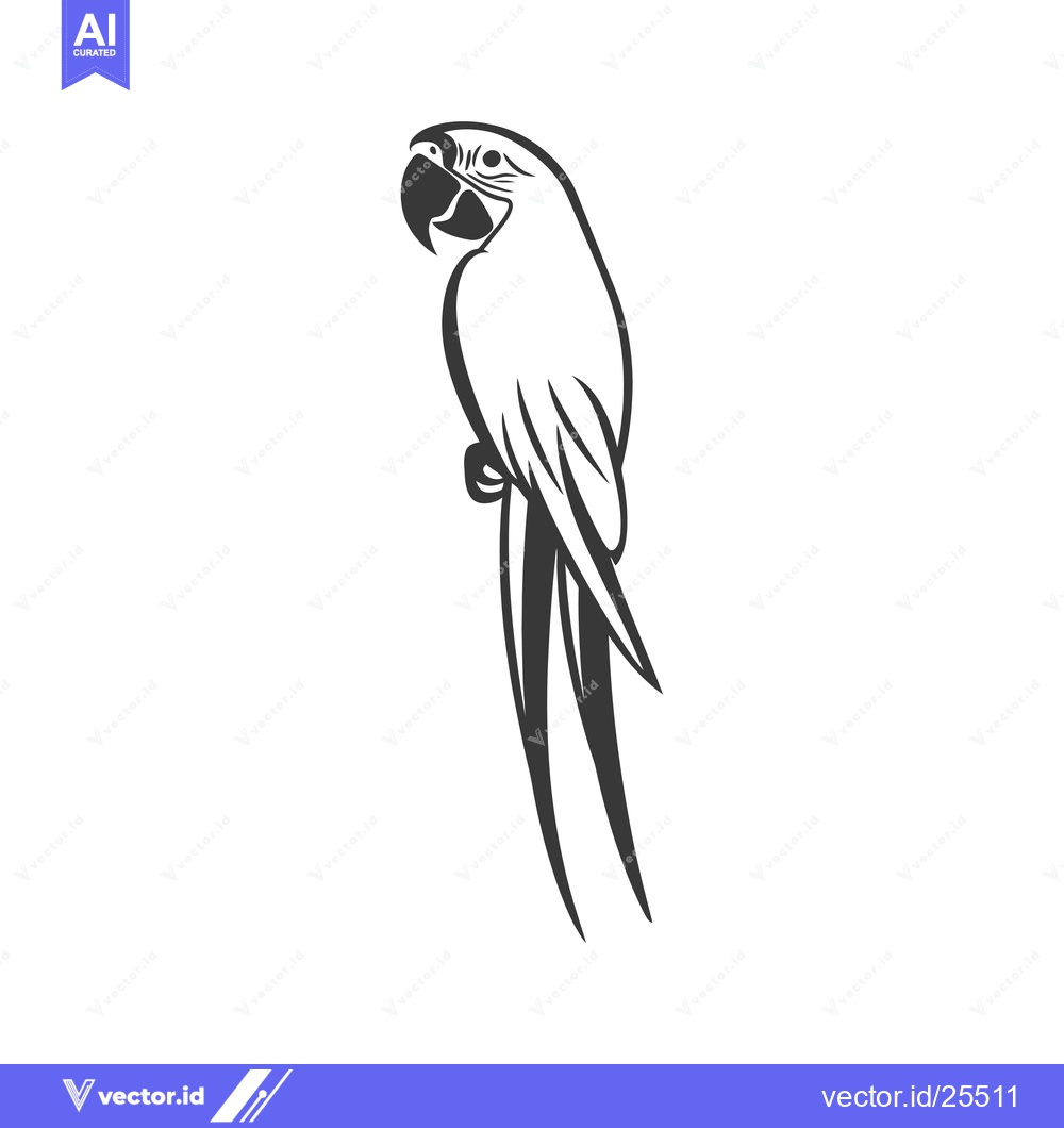 Premium Vector dari Black and White Line Drawing of a Parrot