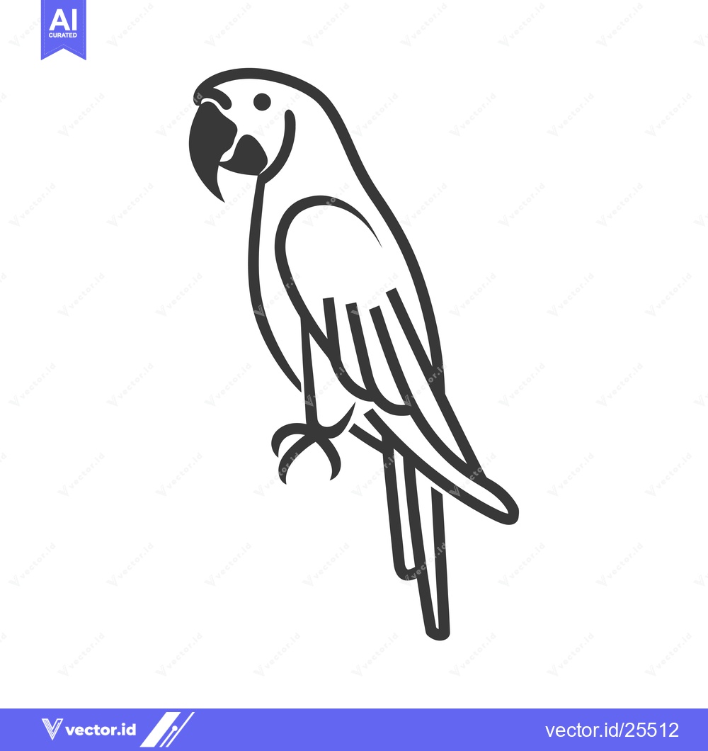 Premium Vector of Black and White Line Drawing of a Parrot
