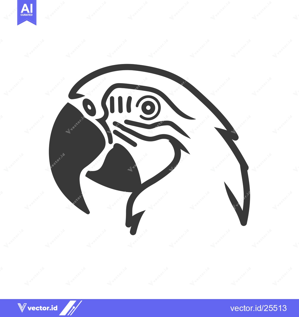Premium Vector of Black and white line drawing of a parrot's head