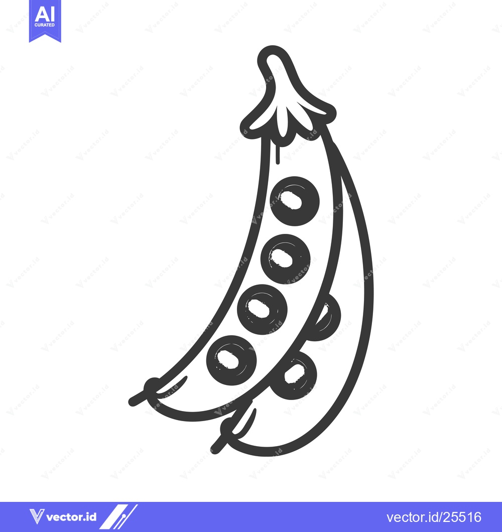 Premium Vector dari Black and White Line Drawing of a Pea Pod