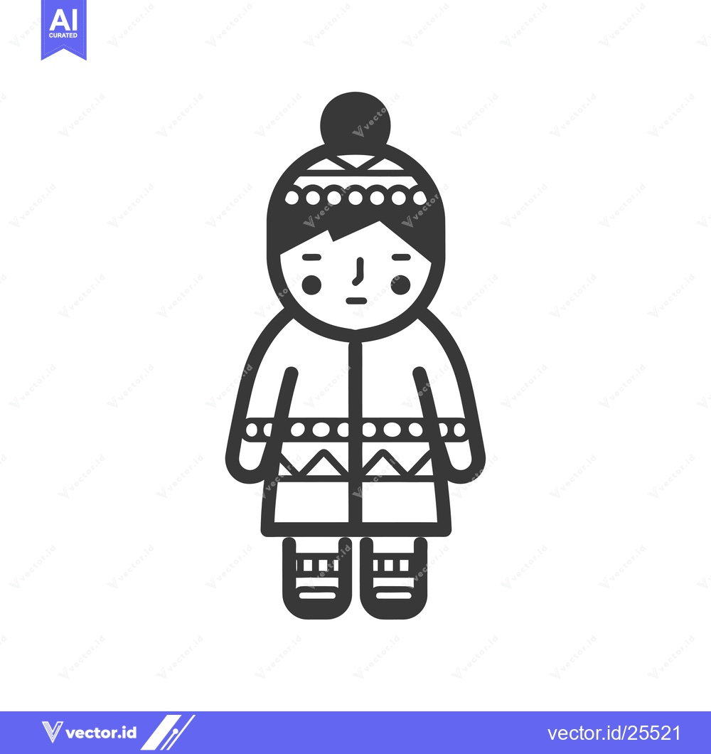 Premium Vector of Black and White Line Drawing of a Person Wearing a Winter Outfit