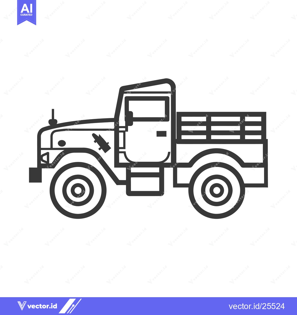 Premium Vector of Black and White Line Drawing of a Pickup Truck