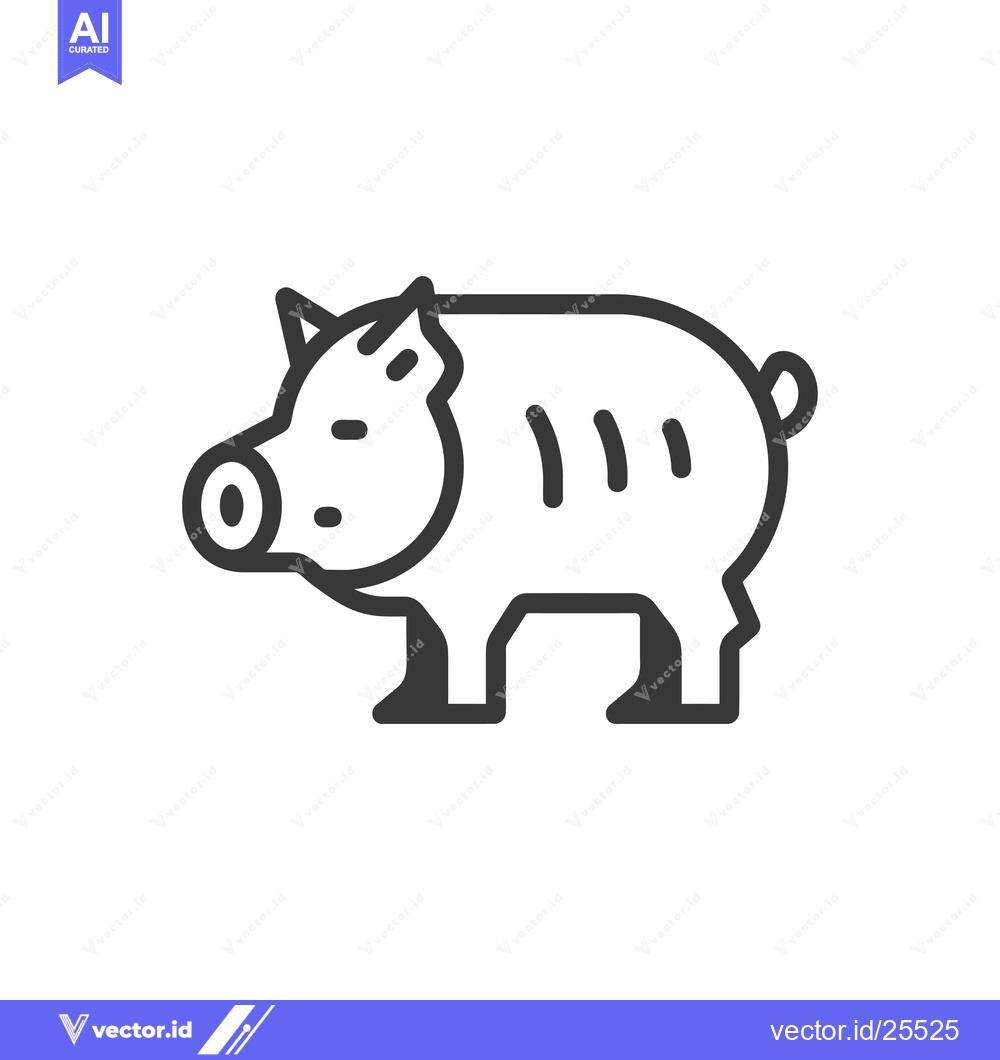 Premium Vector of Black and White Line Drawing of a Pig