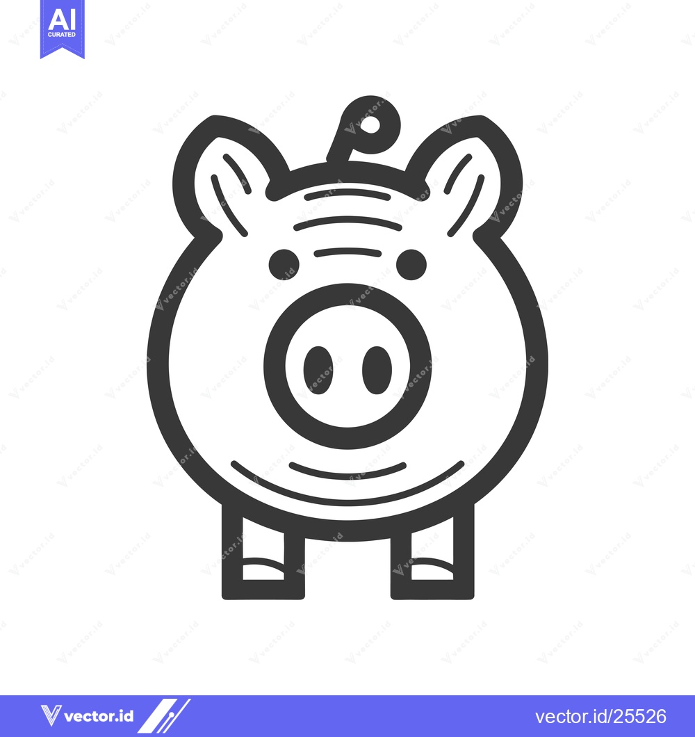 Premium Vector of Black and White Line Drawing of a Pig