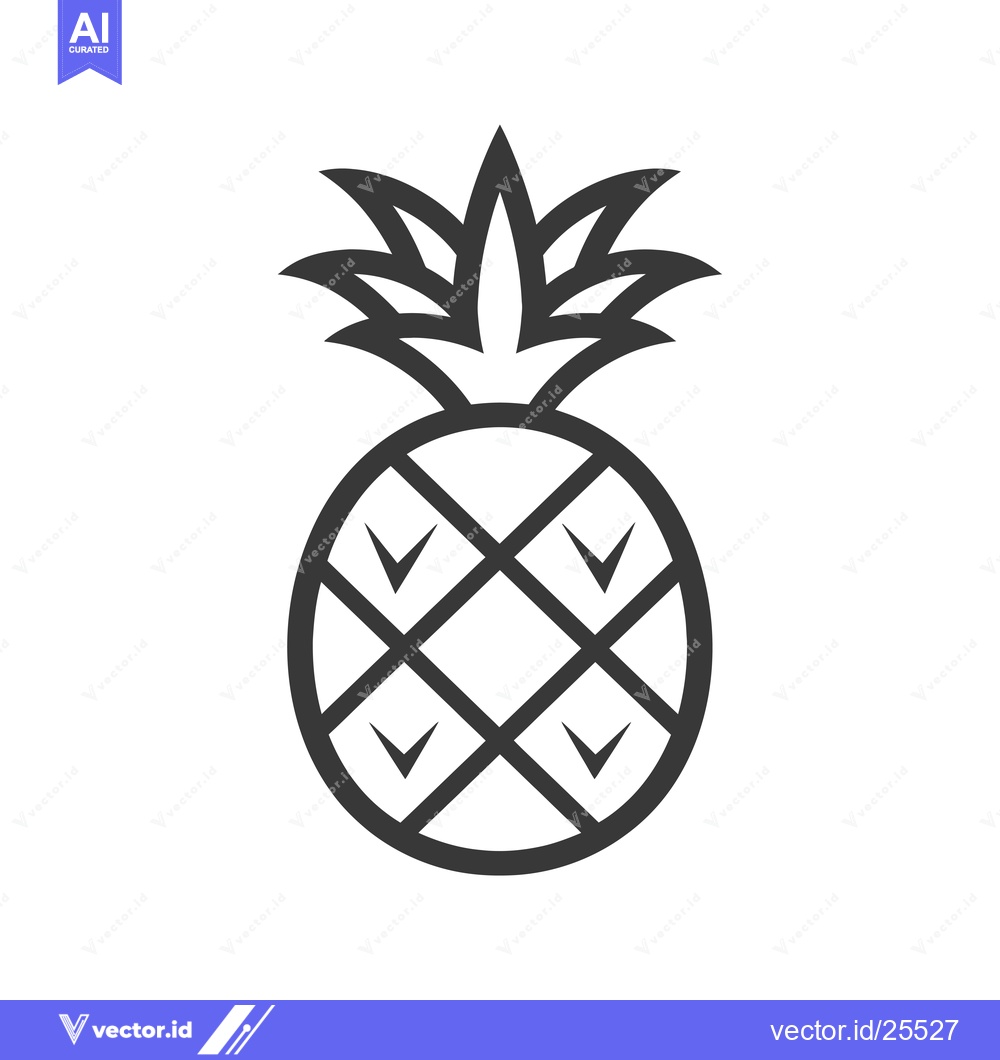Premium Vector dari Black and White Line Drawing of a Pineapple