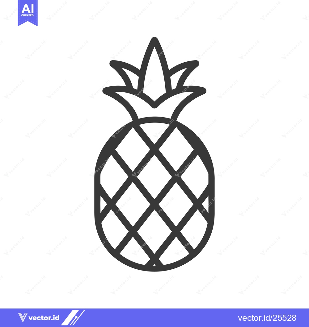 Premium Vector dari Black and White Line Drawing of a Pineapple