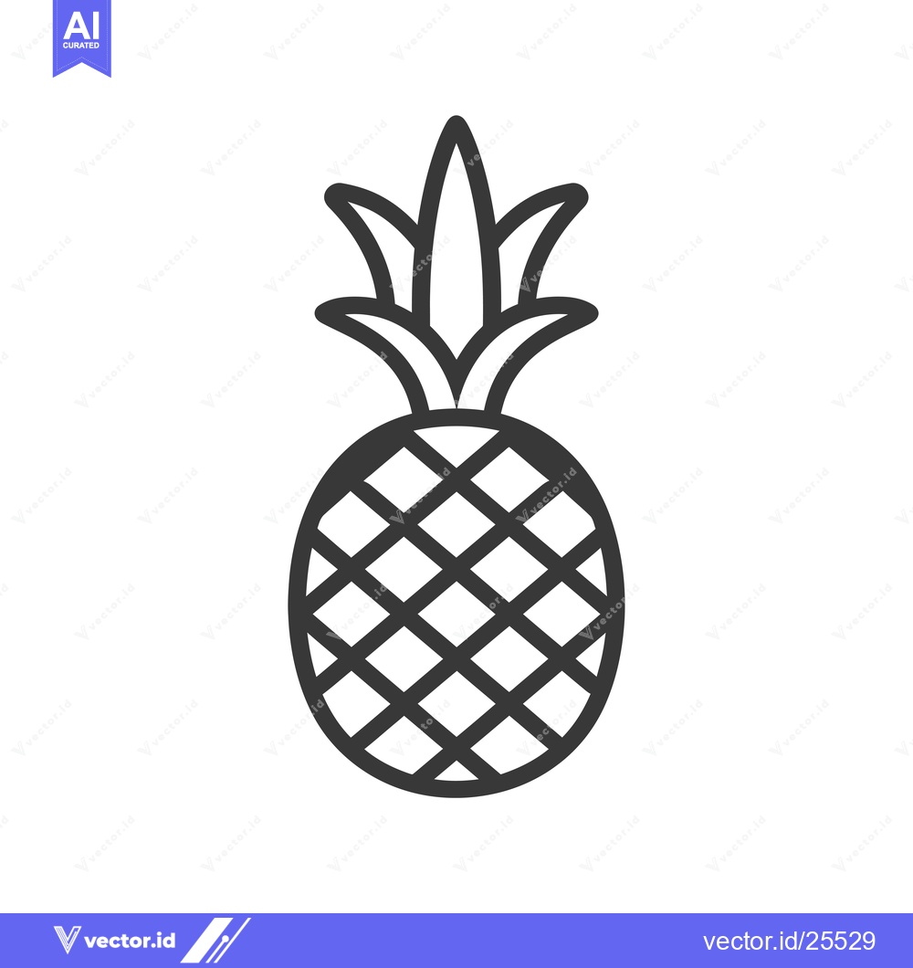 Premium Vector dari Black and White Line Drawing of a Pineapple