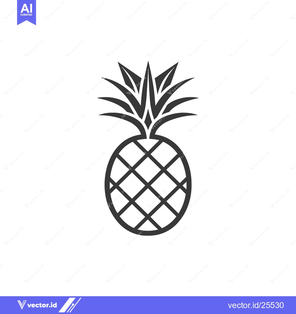 Premium Vector dari Black and White Line Drawing of a Pineapple