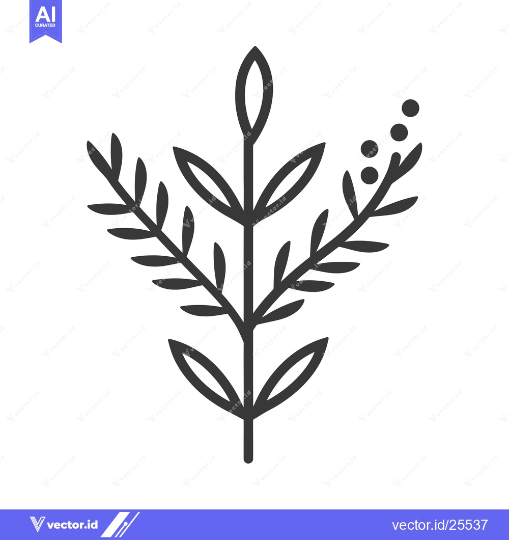 Premium Vector dari Black and White Line Drawing of a Plant with Berries