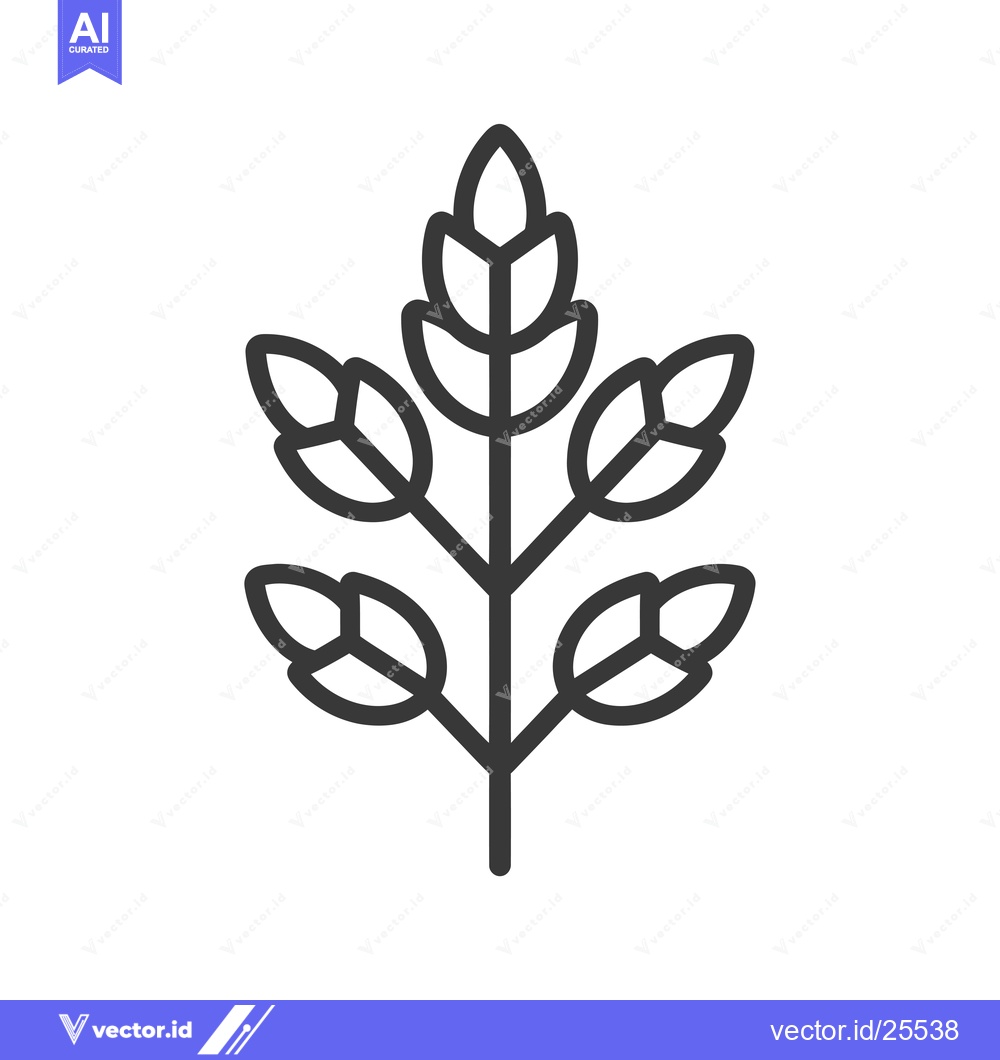 Premium Vector of Black and White Line Drawing of a Plant with Five Leaves
