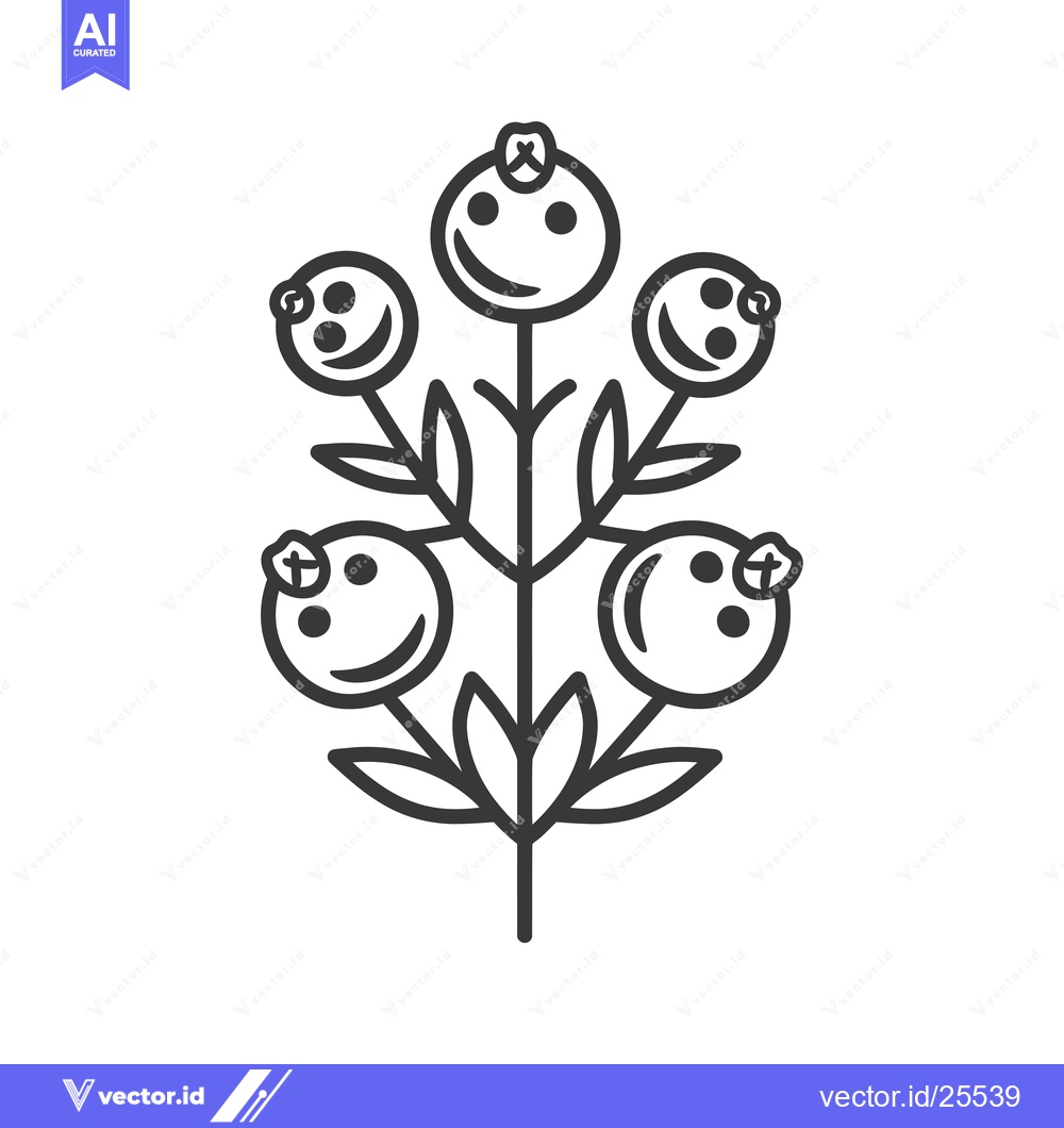 Premium Vector dari Black and White Line Drawing of a Plant with Five Round Fruits