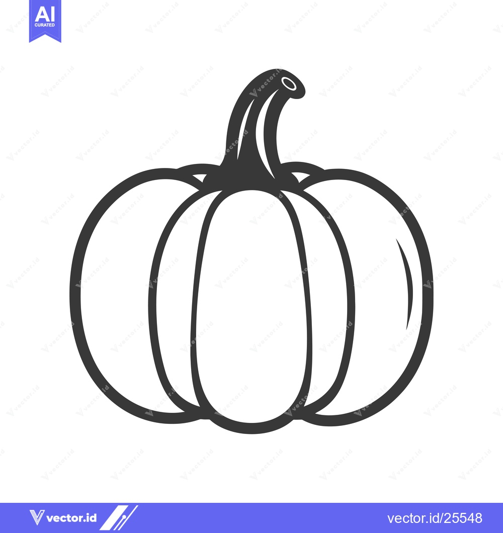 Premium Vector of Black and White Line Drawing of a Pumpkin