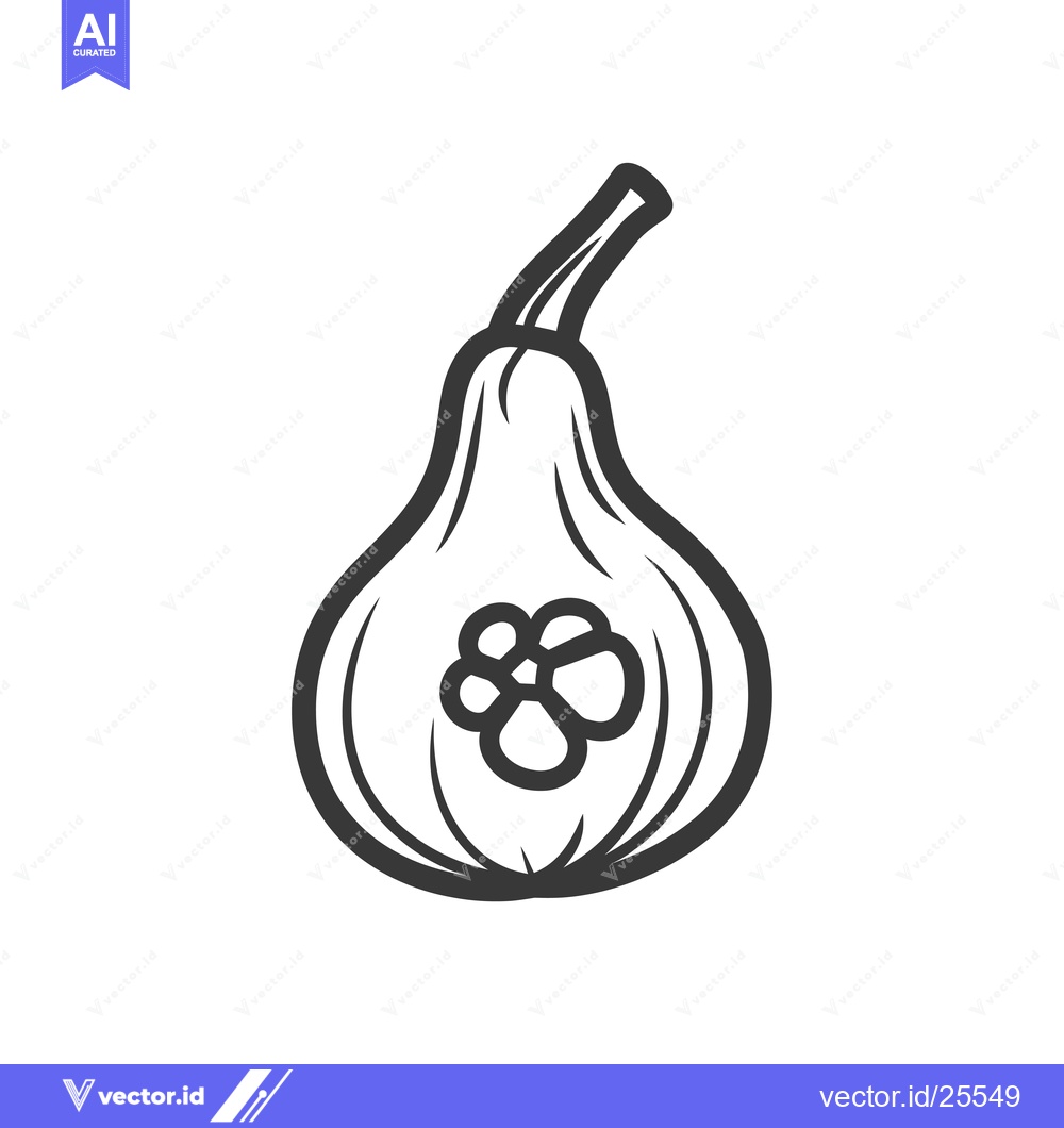 Premium Vector dari Black and White Line Drawing of a Pumpkin with a Seed Inside