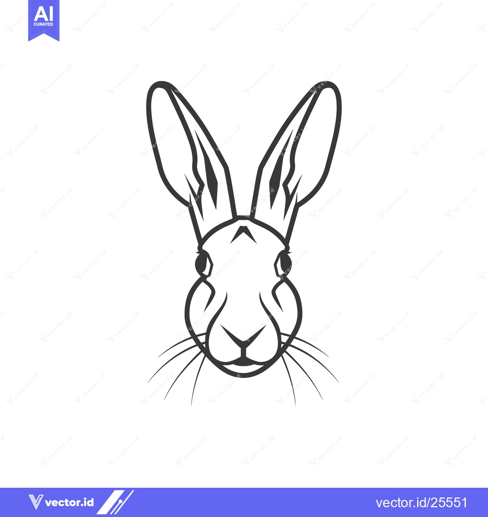 Premium Vector of Black and White Line Drawing of a Rabbit's Face