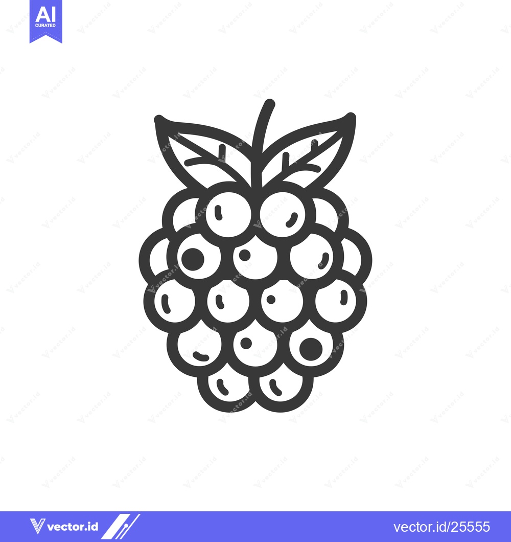 Premium Vector dari Black and White Line Drawing of a Raspberry