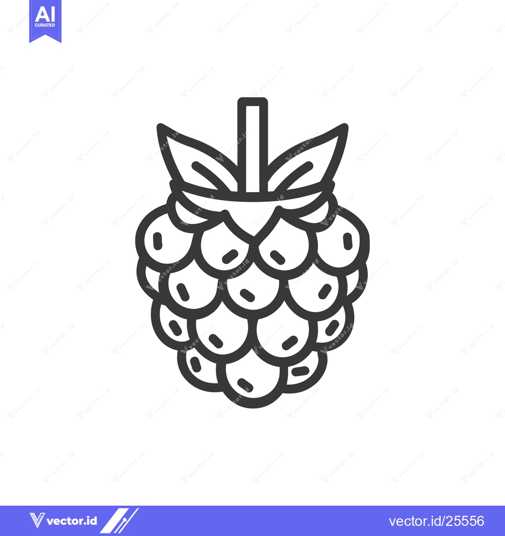 Premium Vector dari Black and White Line Drawing of a Raspberry