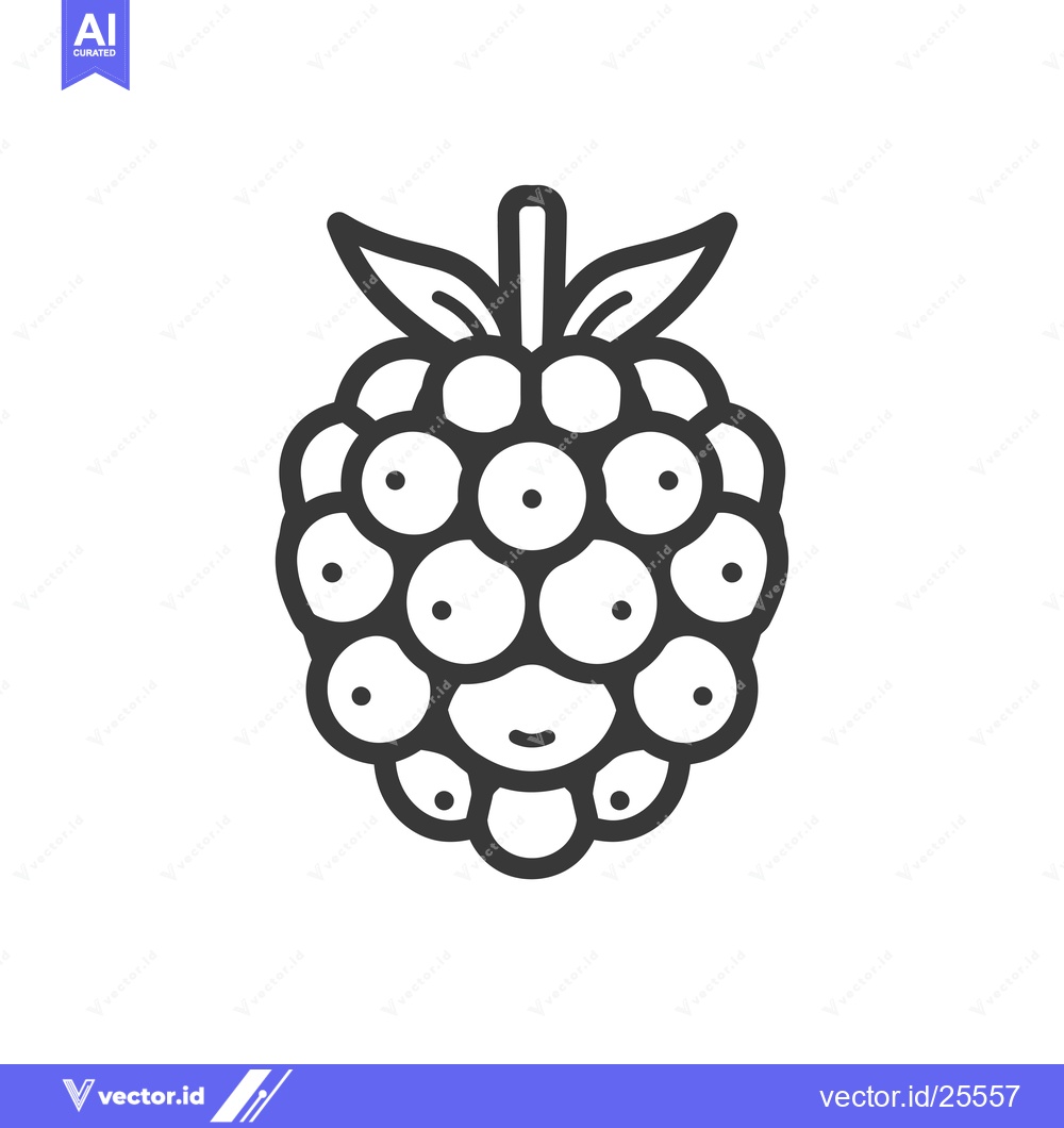 Premium Vector of Black and White Line Drawing of a Raspberry