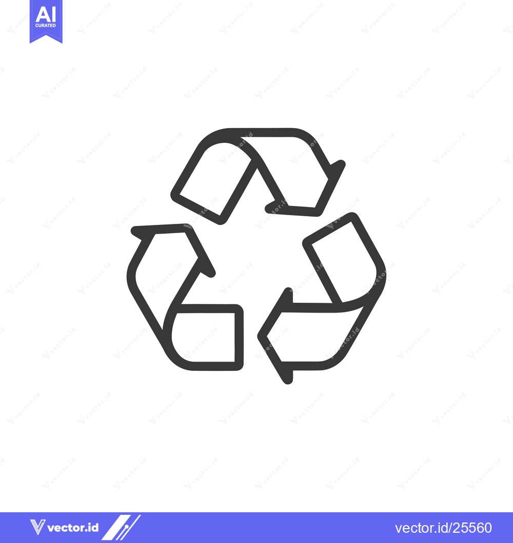 Premium Vector dari Black and white line drawing of a recycle symbol