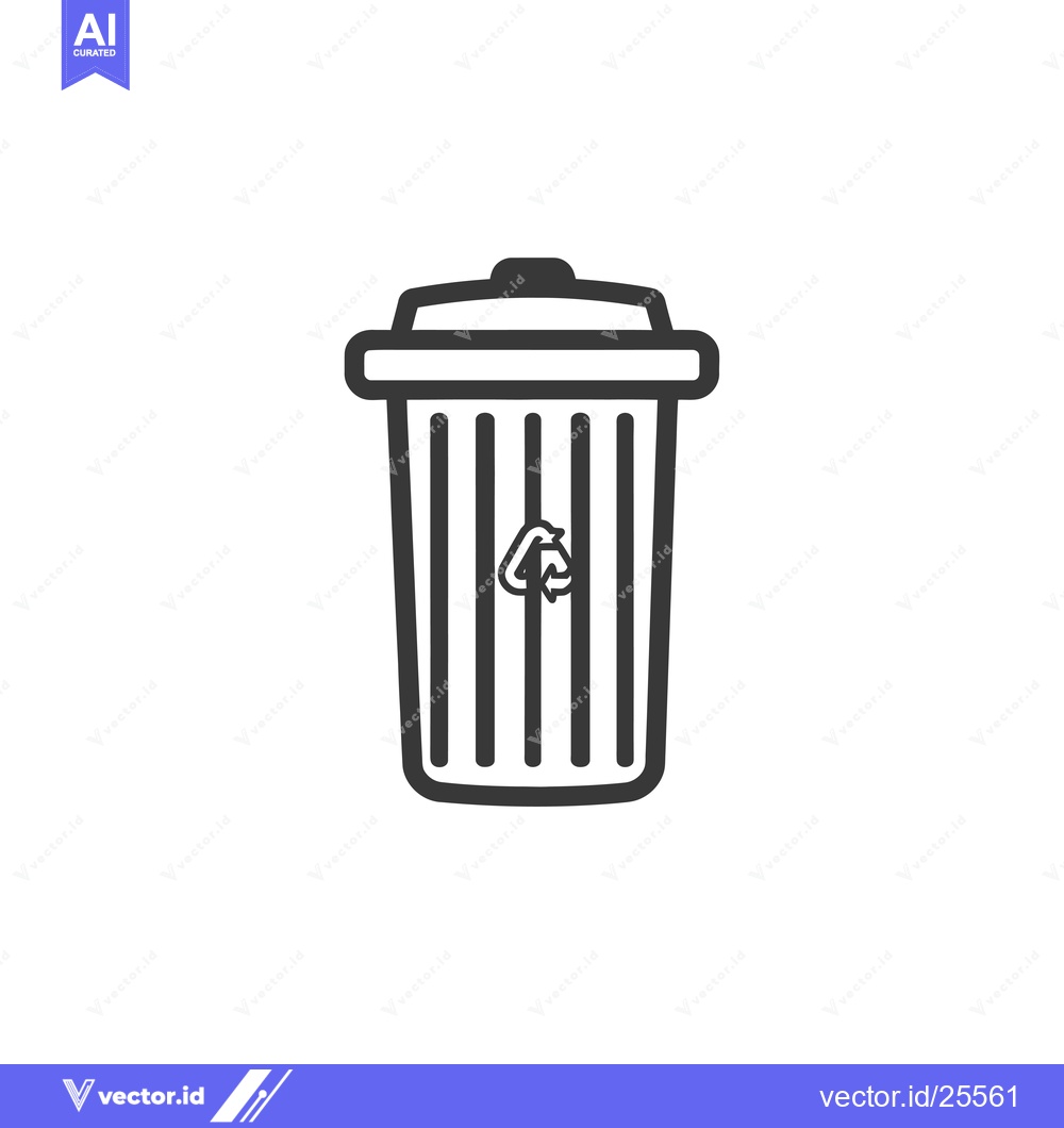 Premium Vector of Black and White Line Drawing of a Recycling Bin