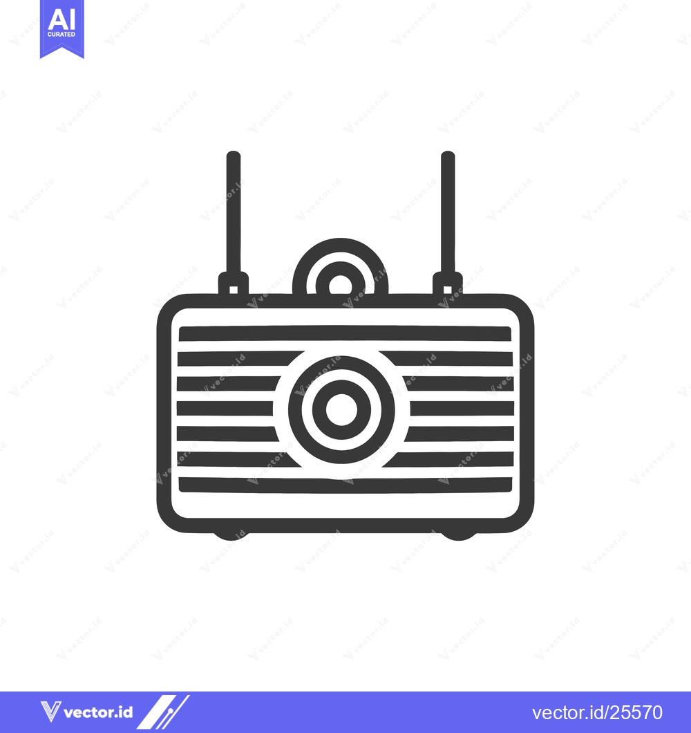 Premium Vector dari Black and White Line Drawing of a Retro Radio with Antennas