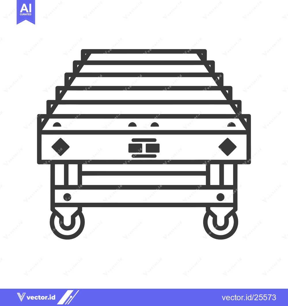 Premium Vector dari Black and White Line Drawing of a Rolling Cart