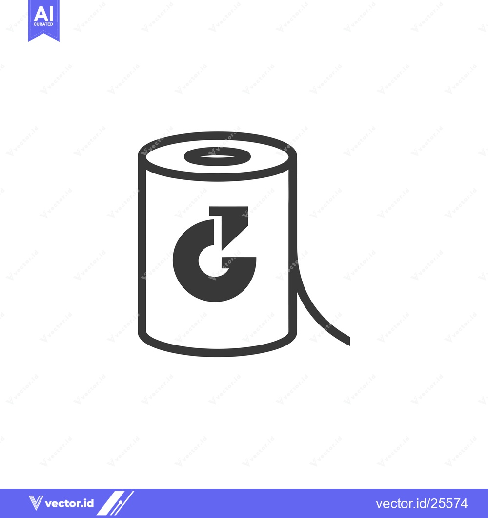 Premium Vector dari Black and White Line Drawing of a Roll of Tape with a "G" in the Cente