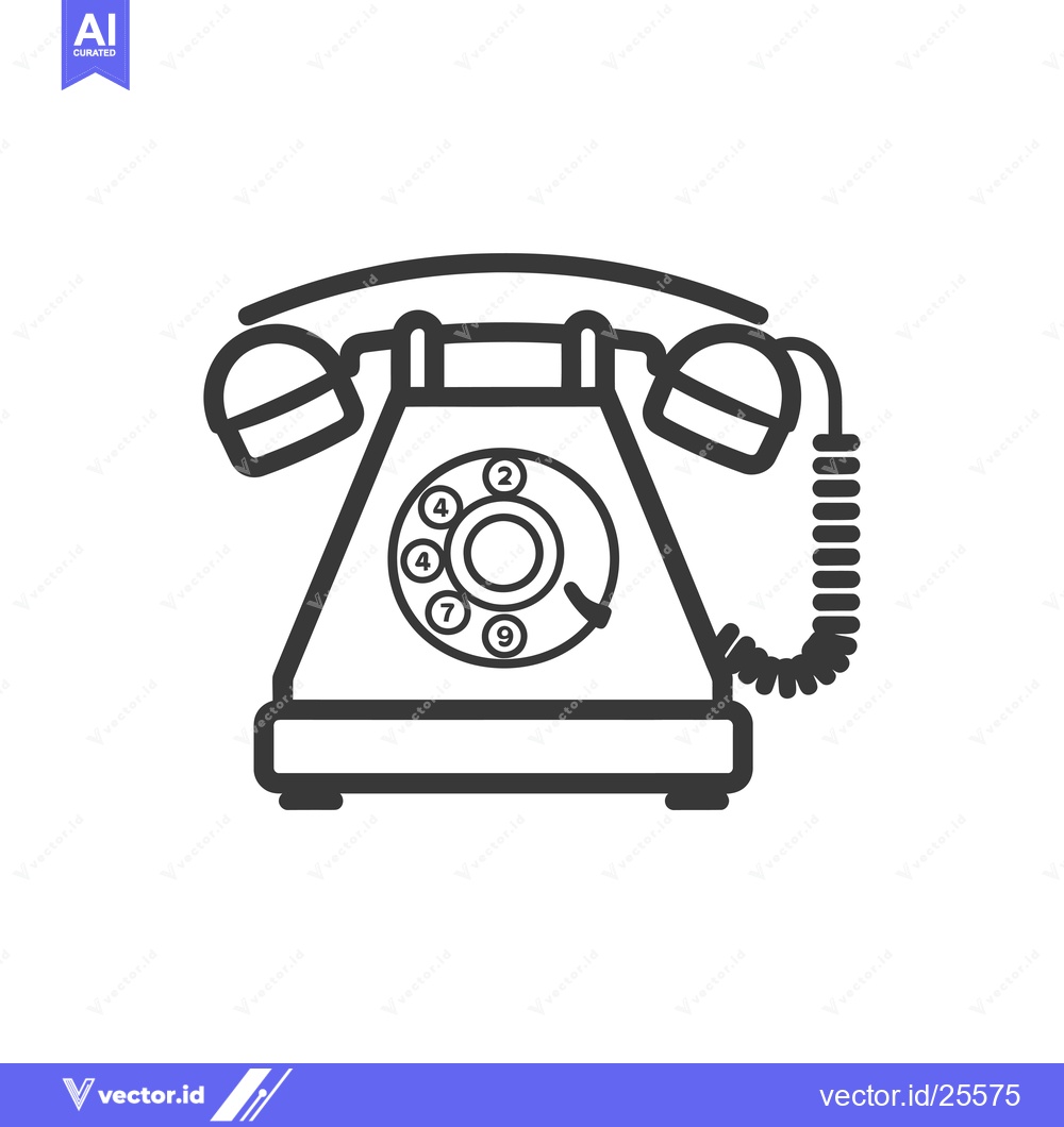 Premium Vector of Black And White Line Drawing Of A Rotary Phone 4758
