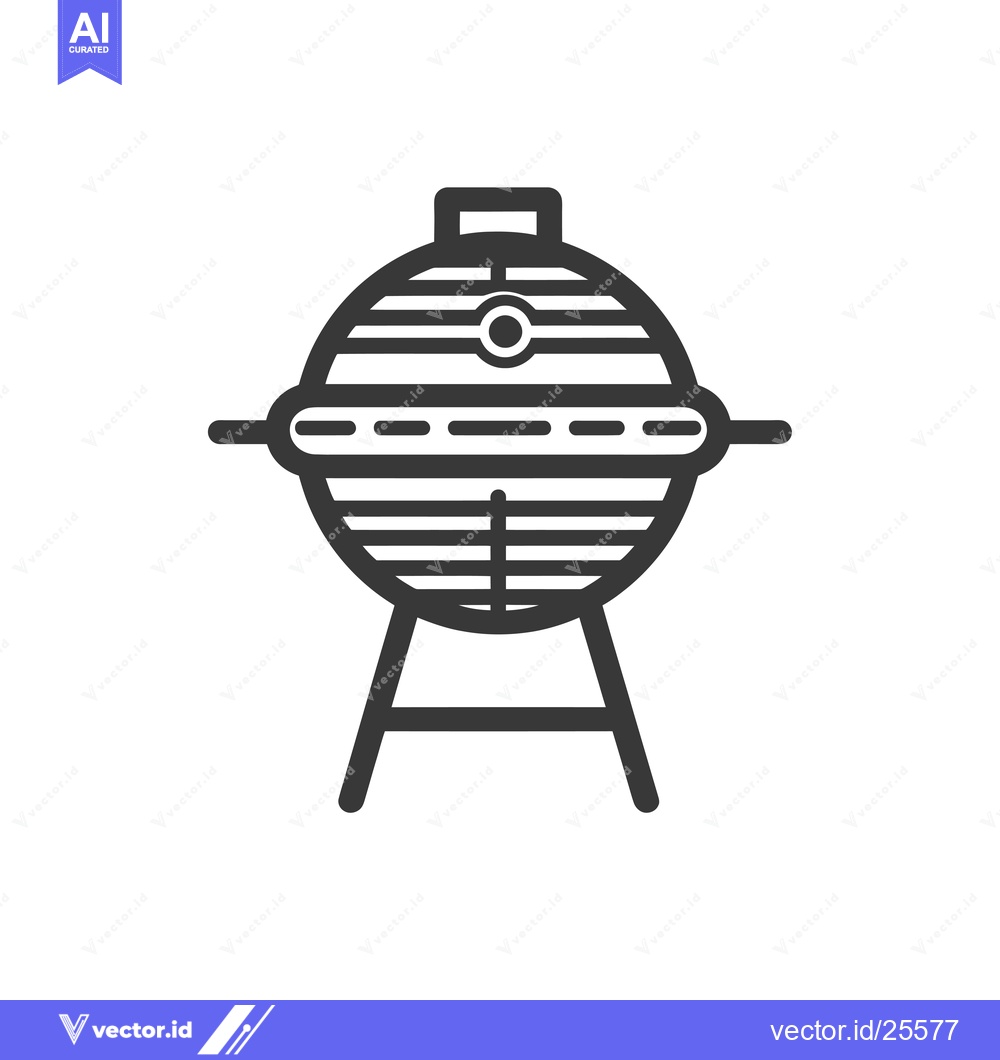 Premium Vector dari Black and White Line Drawing of a Round Grill