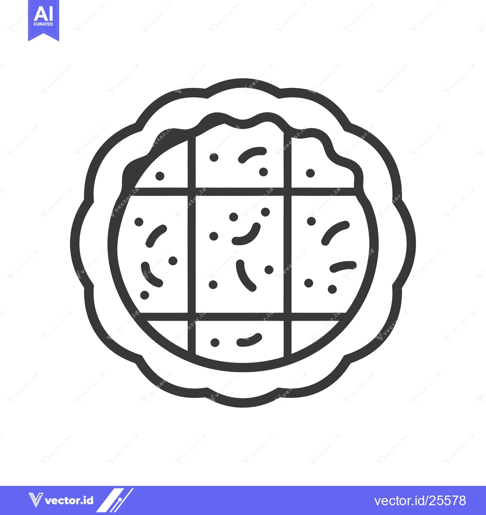 Premium Vector dari Black and white line drawing of a round pie with a crust