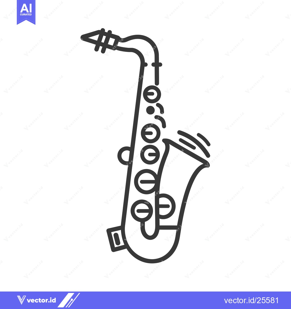 Premium Vector of Black and White Line Drawing of a Saxophone
