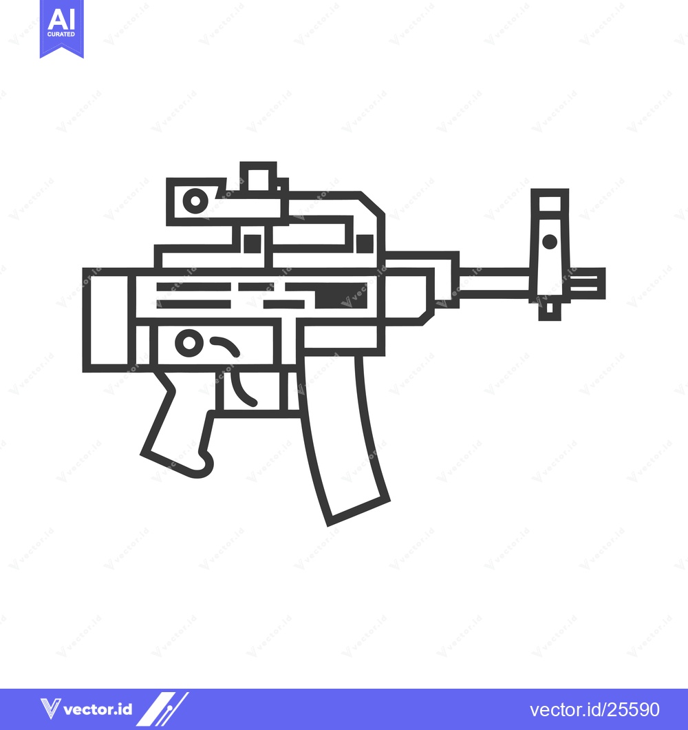 Premium Vector dari Black and white line drawing of a semi-automatic rifle
