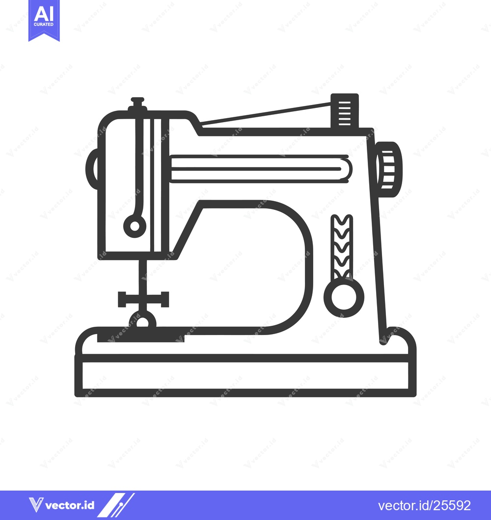 Premium Vector dari Black and White Line Drawing of a Sewing Machine