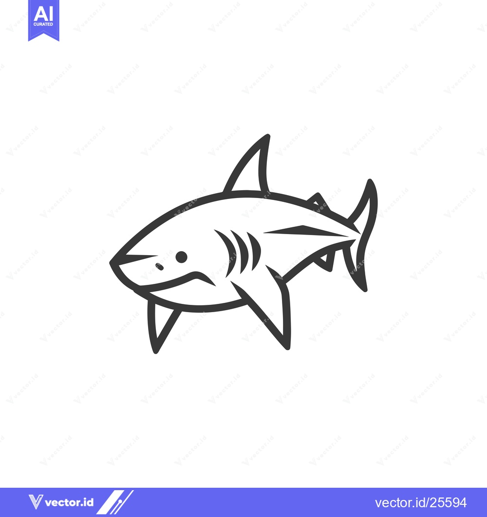 Premium Vector dari Black and white line drawing of a shark