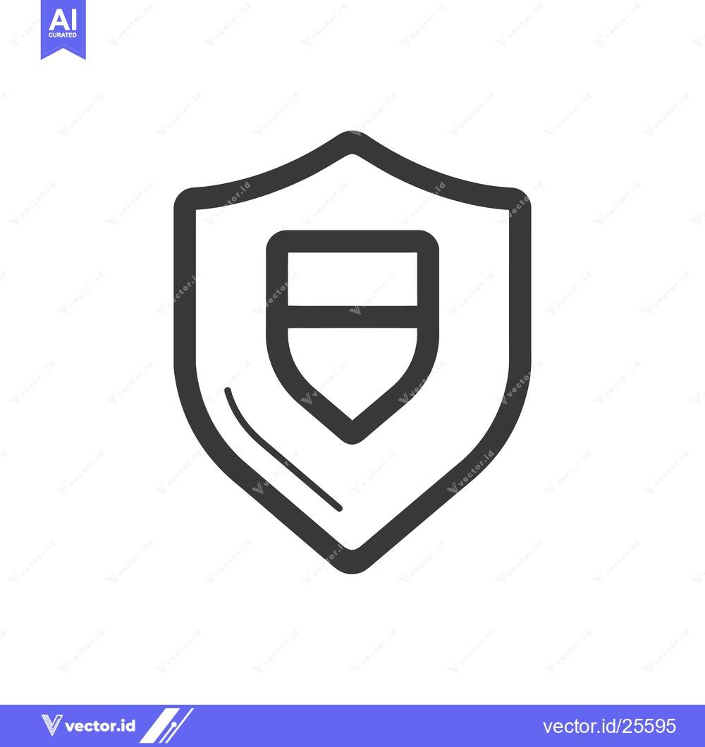 Premium Vector dari Black and white line drawing of a shield with a smaller shield inside