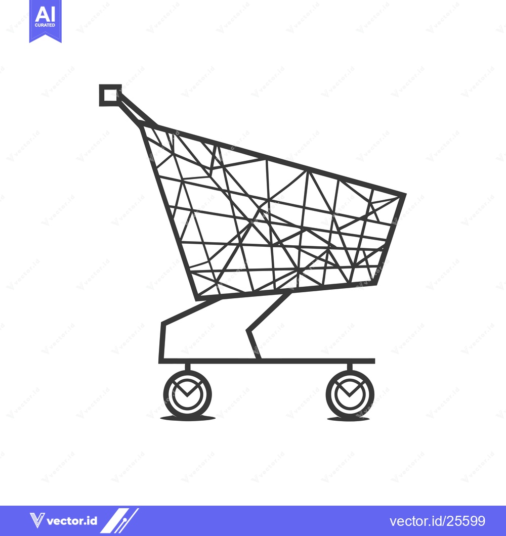 Premium Vector dari Black and White Line Drawing of a Shopping Cart