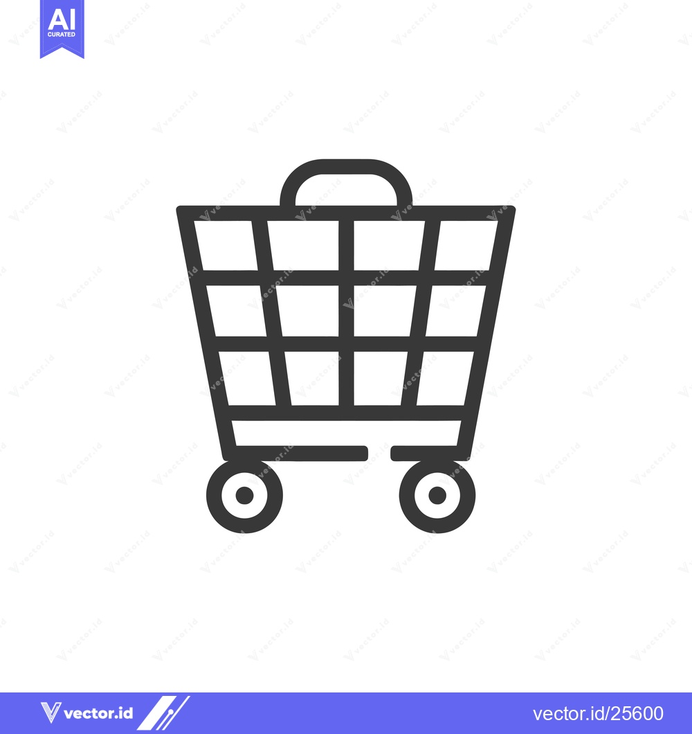 Premium Vector of Black and White Line Drawing of a Shopping Cart