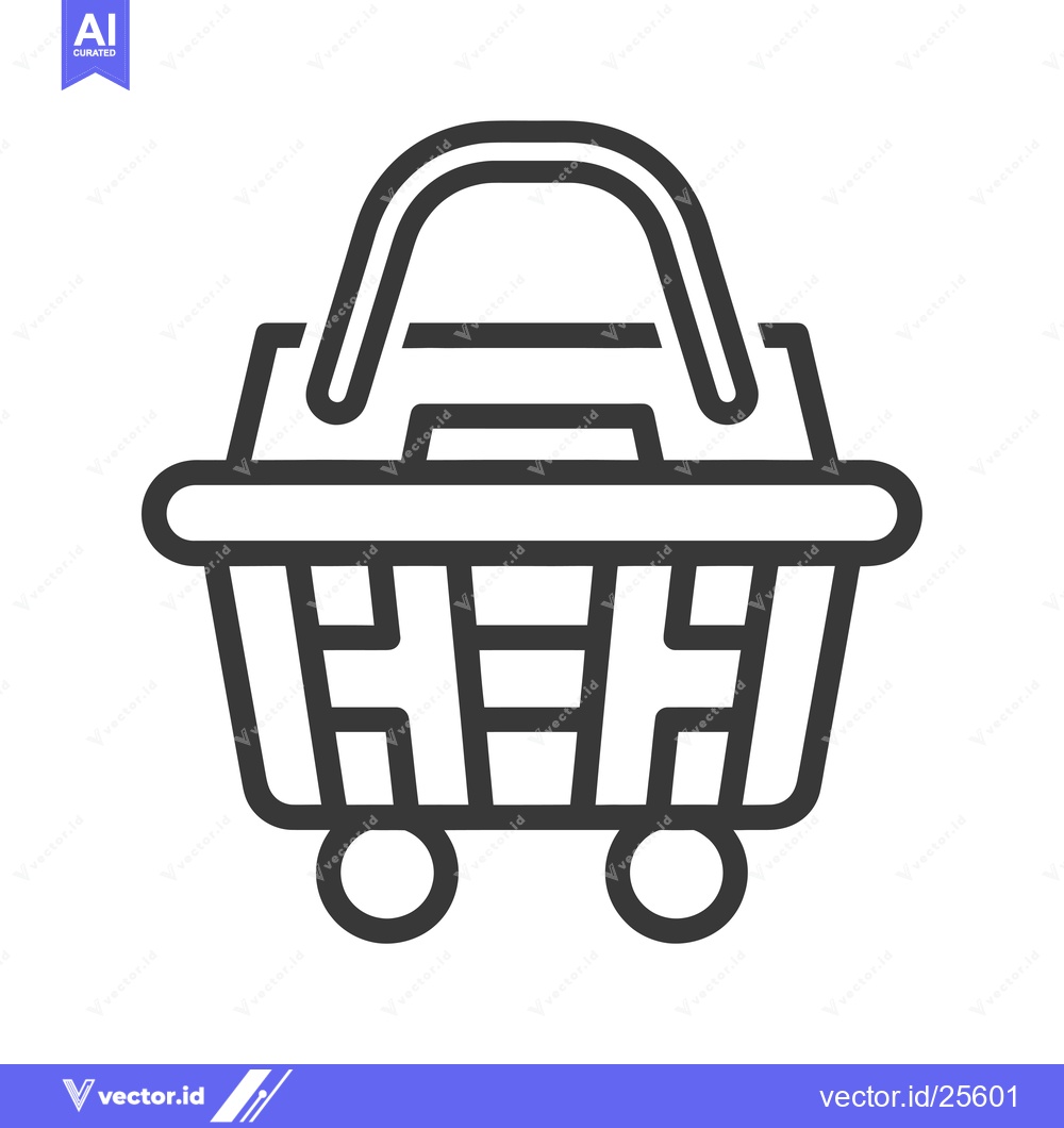Premium Vector dari Black and White Line Drawing of a Shopping Cart