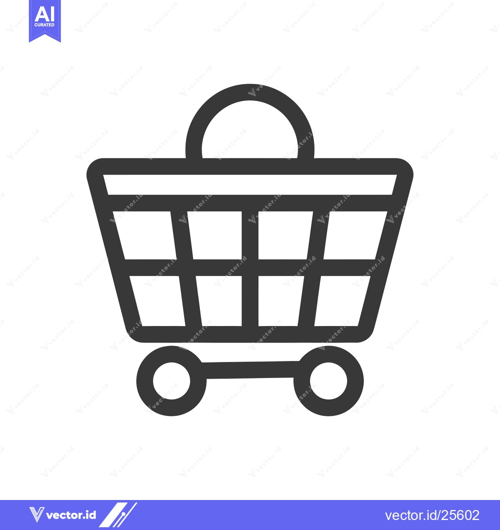 Premium Vector dari Black and White Line Drawing of a Shopping Cart